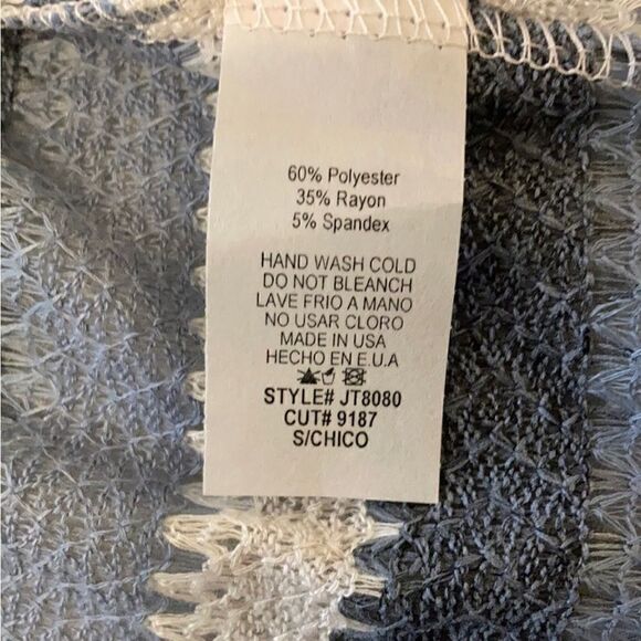 NWT Ces Femme Blue, Gray and Cream Cardigan Size Small - Picture 5 of 5